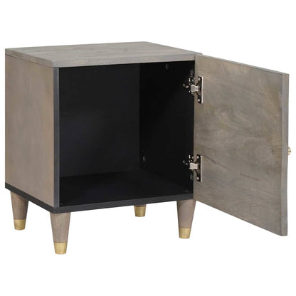 Bedside Cabinet Grey 40 x 33 x 46 cm Solid mango wood
