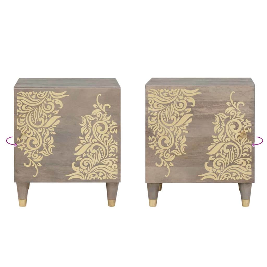 Bedside Cabinet Grey 40 x 33 x 46 cm Solid mango wood