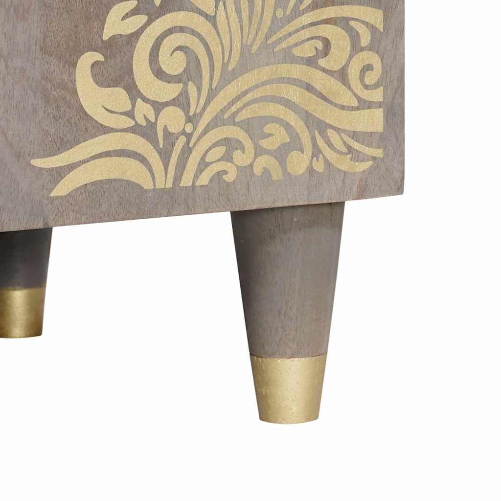 TV Cabinet Grey and Gold 105 x 33.5 x 46 cm Solid Mango wood