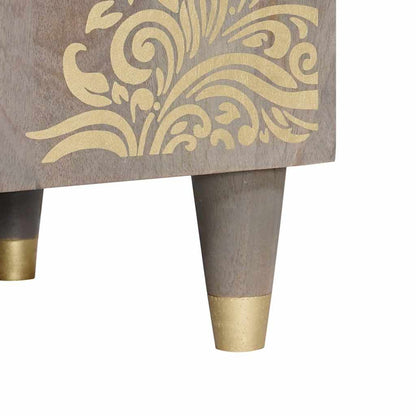 TV Cabinet Grey and Gold 105 x 33.5 x 46 cm Solid Mango wood