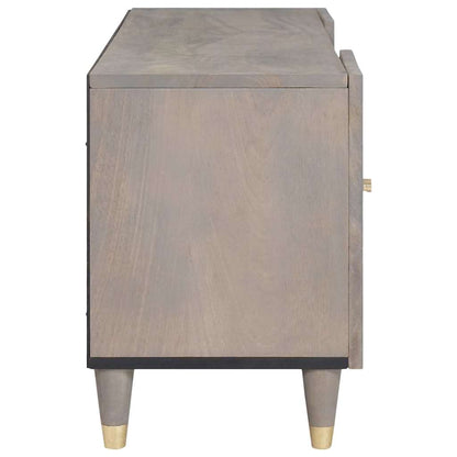 TV Cabinet Grey and Gold 105 x 33.5 x 46 cm Solid Mango wood