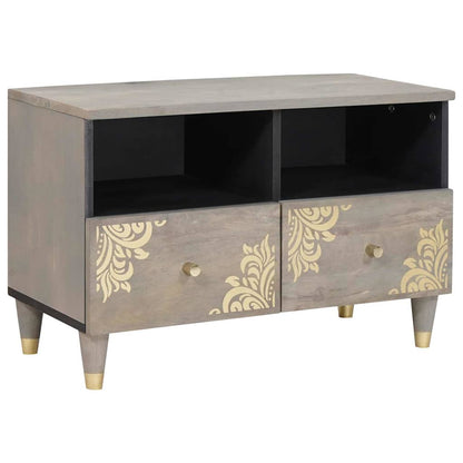 TV Cabinet with Shelf Grey and Gold Solid Mango wood
