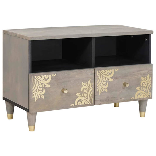 TV Cabinet with Shelf Grey and Gold Solid Mango wood