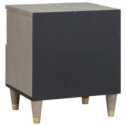 Bedside Cabinet 2 pcs Grey 40 x 33 x 46 cm Solid mango wood