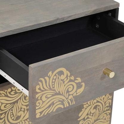 Bedside Cabinet Grey 50 x 33 x 60 cm Solid mango wood