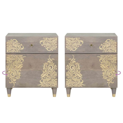 Bedside Cabinet Grey 50 x 33 x 60 cm Solid mango wood