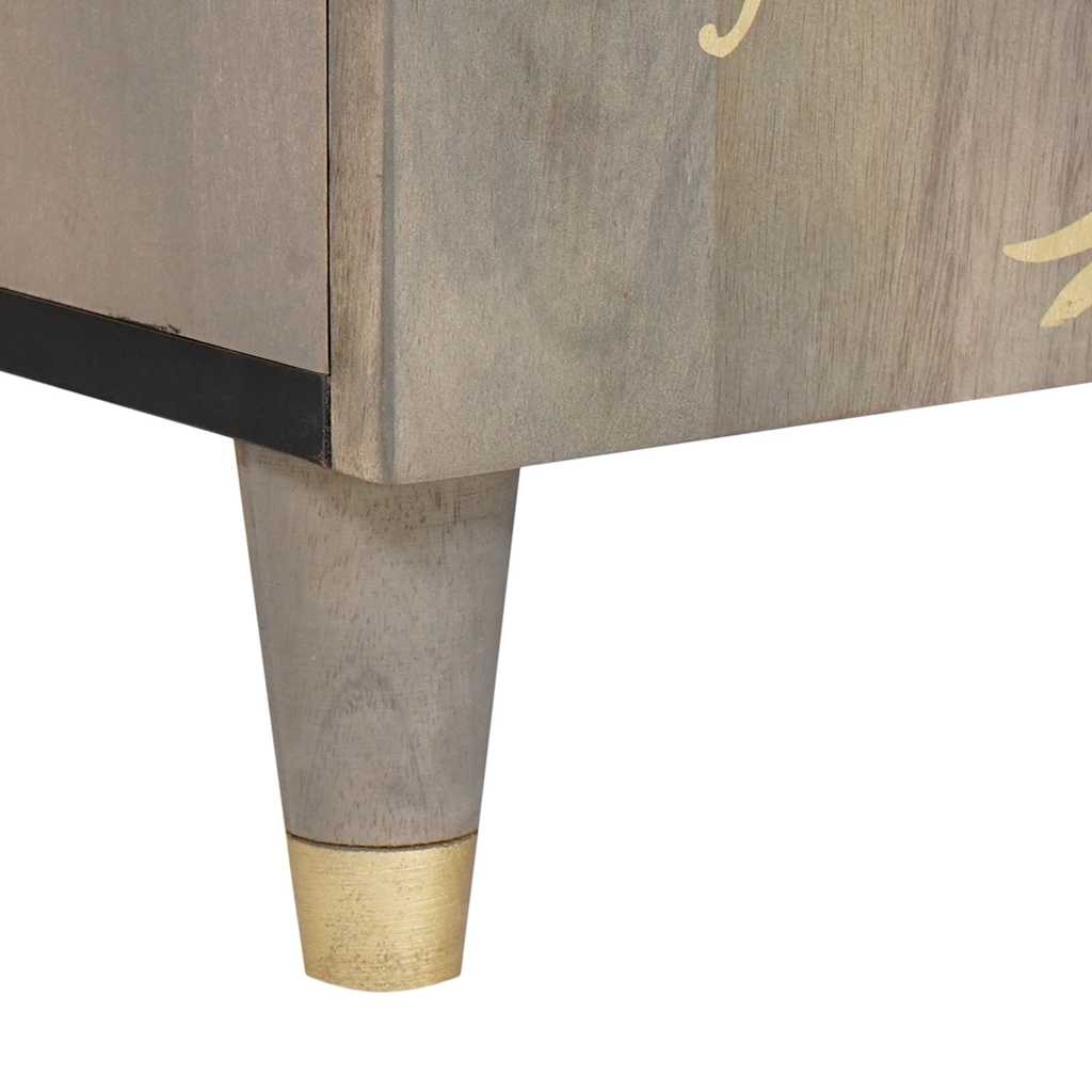 TV Cabinet Grey and Gold 105 x 33.5 x 46 cm Solid Mango wood