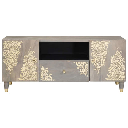TV Cabinet Grey and Gold 105 x 33.5 x 46 cm Solid Mango wood