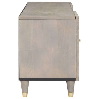 TV Cabinet Grey and Gold 105 x 33.5 x 46 cm Solid Mango wood