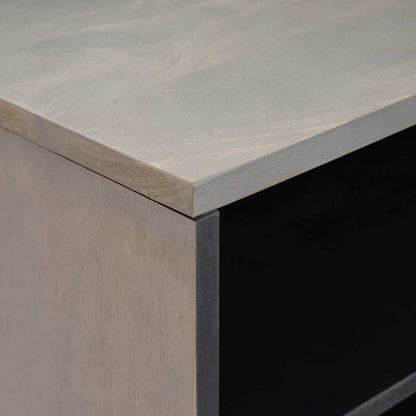 TV Cabinet Grey and Gold 80 x 31.5 x 46 cm Solid Mango wood