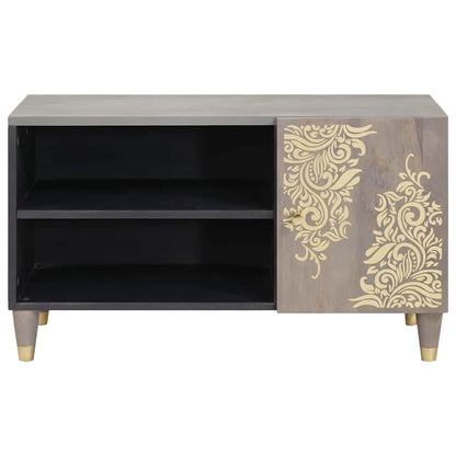 TV Cabinet Grey and Gold 80 x 31.5 x 46 cm Solid Mango wood