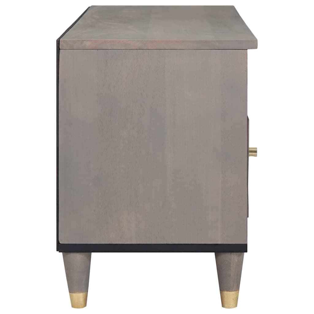 TV Cabinet Grey and Gold 100 x 33.5 x 46 cm Solid Mango wood