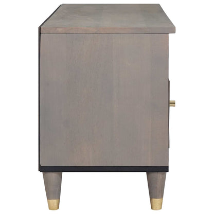 TV Cabinet Grey and Gold 100 x 33.5 x 46 cm Solid Mango wood
