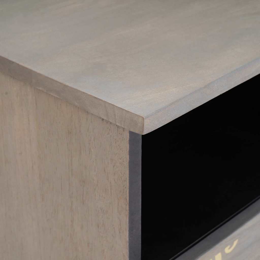 TV Cabinet Grey and Gold 100 x 33.5 x 46 cm Solid Mango wood