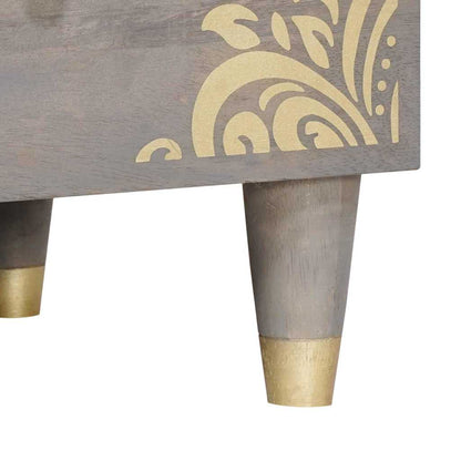 TV Cabinet Grey and Gold 100 x 33.5 x 46 cm Solid Mango wood