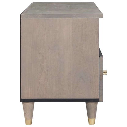 TV Cabinet Grey and Gold 100 x 33.5 x 46 cm Solid Mango wood