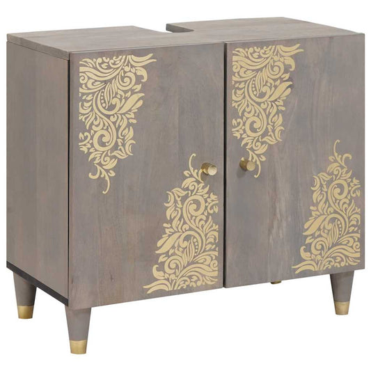 Bathroom Sink Cabinet Grey 62 x 33 x 58 cm Solid Mango wood