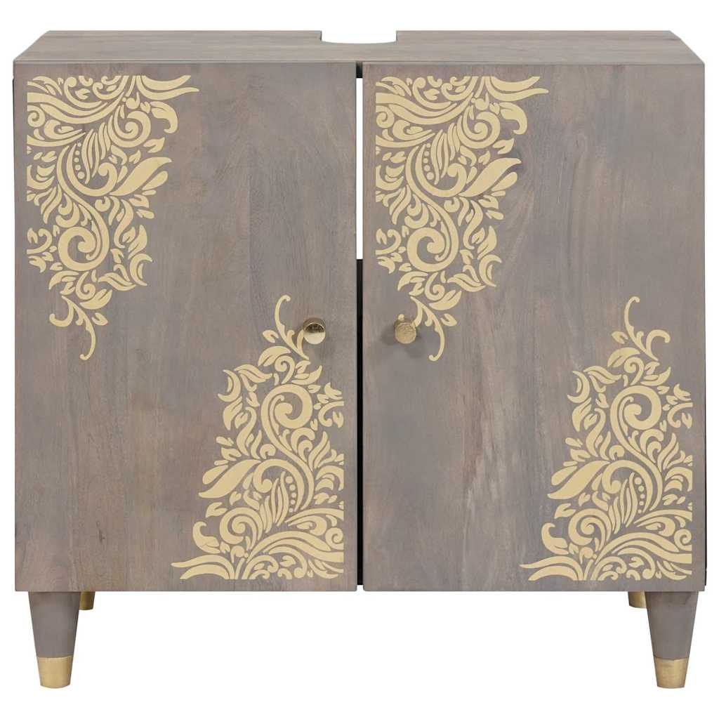 Bathroom Sink Cabinet Grey 62 x 33 x 58 cm Solid Mango wood