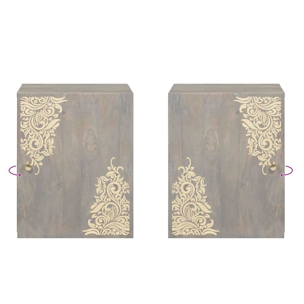 Bathroom Wall Cabinet Grey 38 x 33 x 48 cm Solid Mango wood