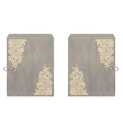 Bathroom Wall Cabinet Grey 38 x 33 x 48 cm Solid Mango wood