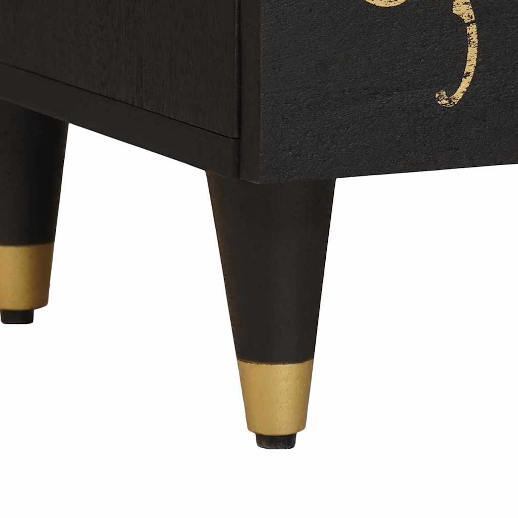 Bedside Cabinet Black 40 x 33 x 46 cm Solid Mango Wood
