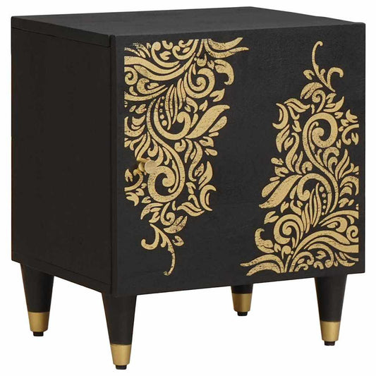 Bedside Cabinet Black 40 x 33 x 46 cm Solid Mango Wood