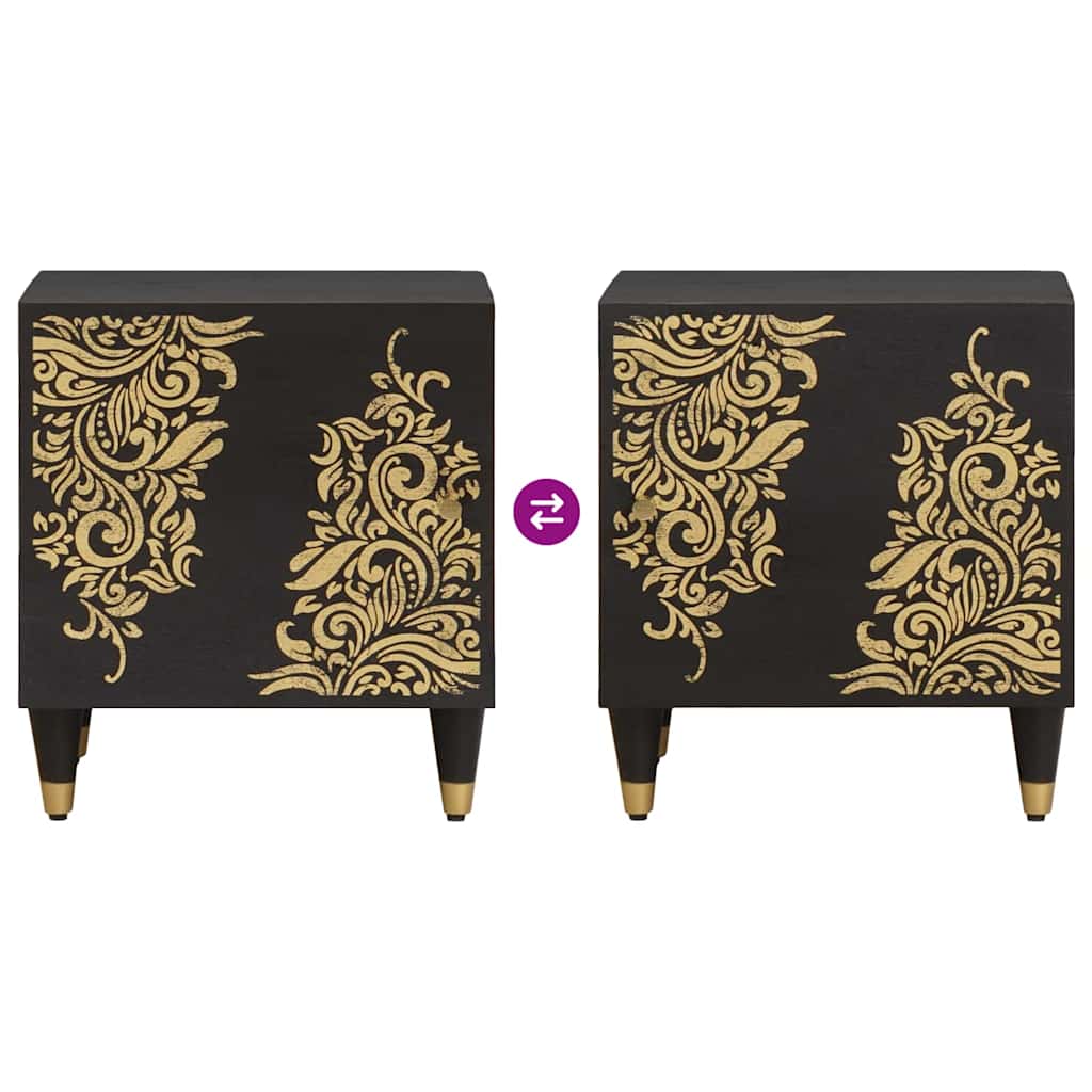 Bedside Cabinet Black 40 x 33 x 46 cm Solid Mango Wood