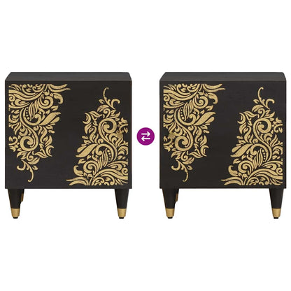 Bedside Cabinet Black 40 x 33 x 46 cm Solid Mango Wood