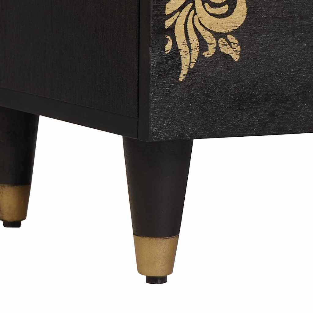 Bedside Cabinet Black 40 x 33 x 46 cm Solid Mango Wood