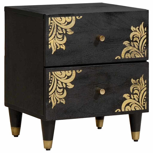 Bedside Cabinet Black 40 x 33 x 46 cm Solid Mango Wood
