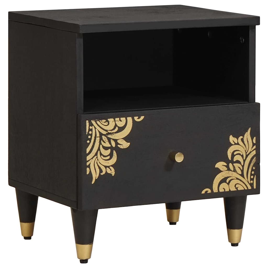 Bedside Cabinet Black 40 x 33 x 46 cm Solid Mango Wood