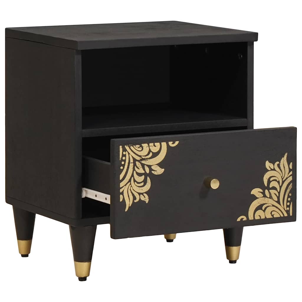 Bedside Cabinet 2 pcs Black 40 x 33 x 46 cm Solid Mango Wood