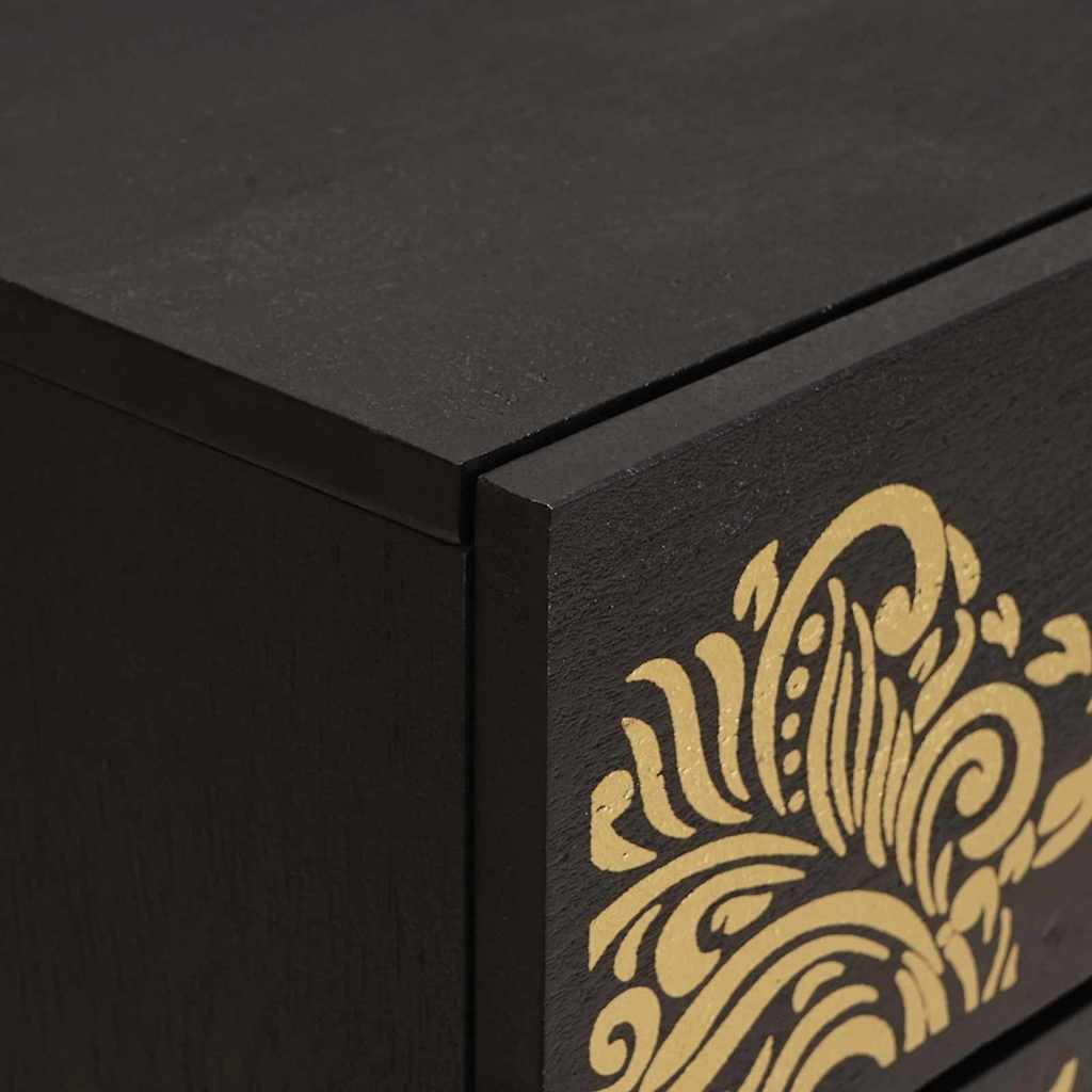 Bedside Cabinet Black 50 x 33 x 60 cm Solid Mango Wood