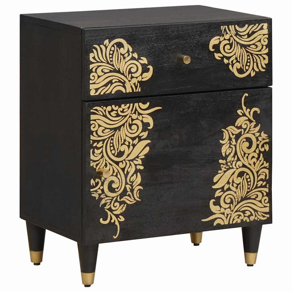 Bedside Cabinet Black 50 x 33 x 60 cm Solid Mango Wood