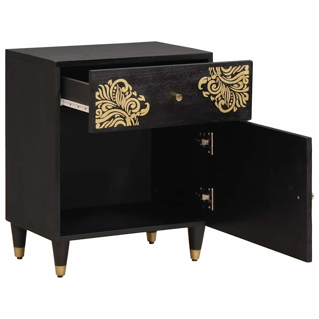 Bedside Cabinet Black 50 x 33 x 60 cm Solid Mango Wood