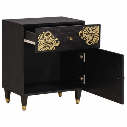 Bedside Cabinet Black 50 x 33 x 60 cm Solid Mango Wood