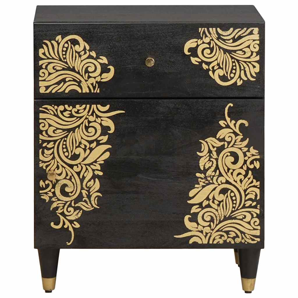 Bedside Cabinet Black 50 x 33 x 60 cm Solid Mango Wood