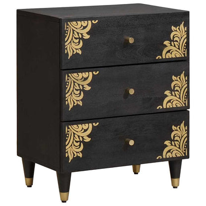 Bedside Cabinet Black 50 x 33 x 62 cm Solid Mango Wood
