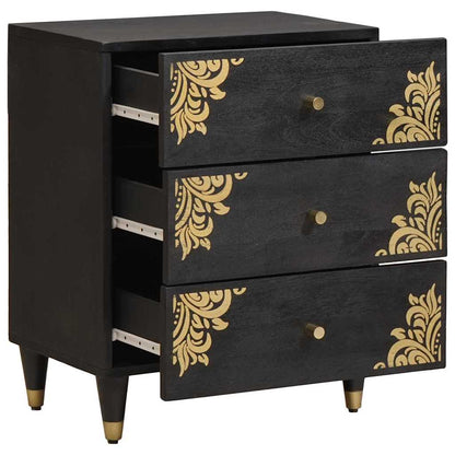 Bedside Cabinet Black 50 x 33 x 62 cm Solid Mango Wood