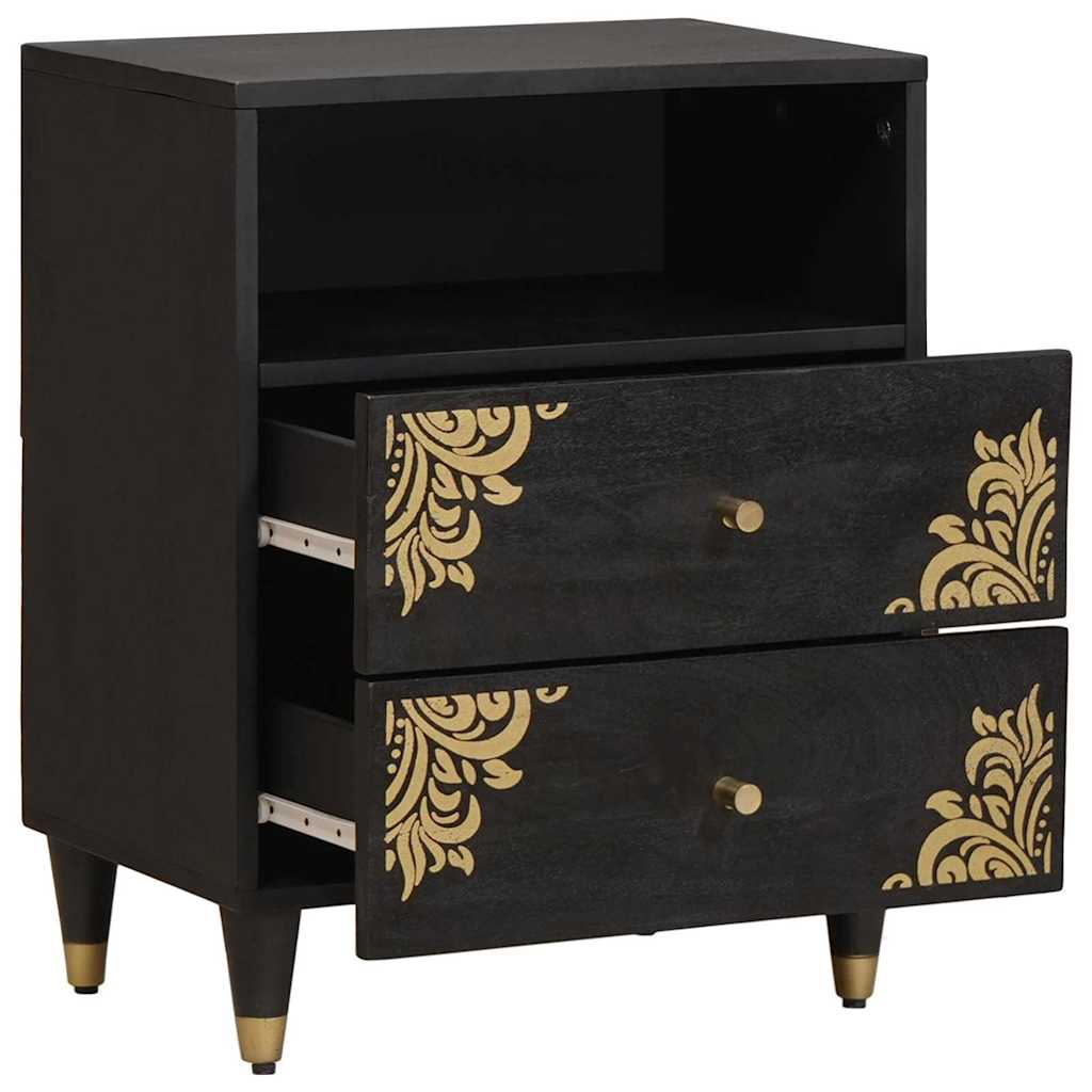 Bedside Cabinet Black 50 x 33 x 62 cm Solid Mango Wood