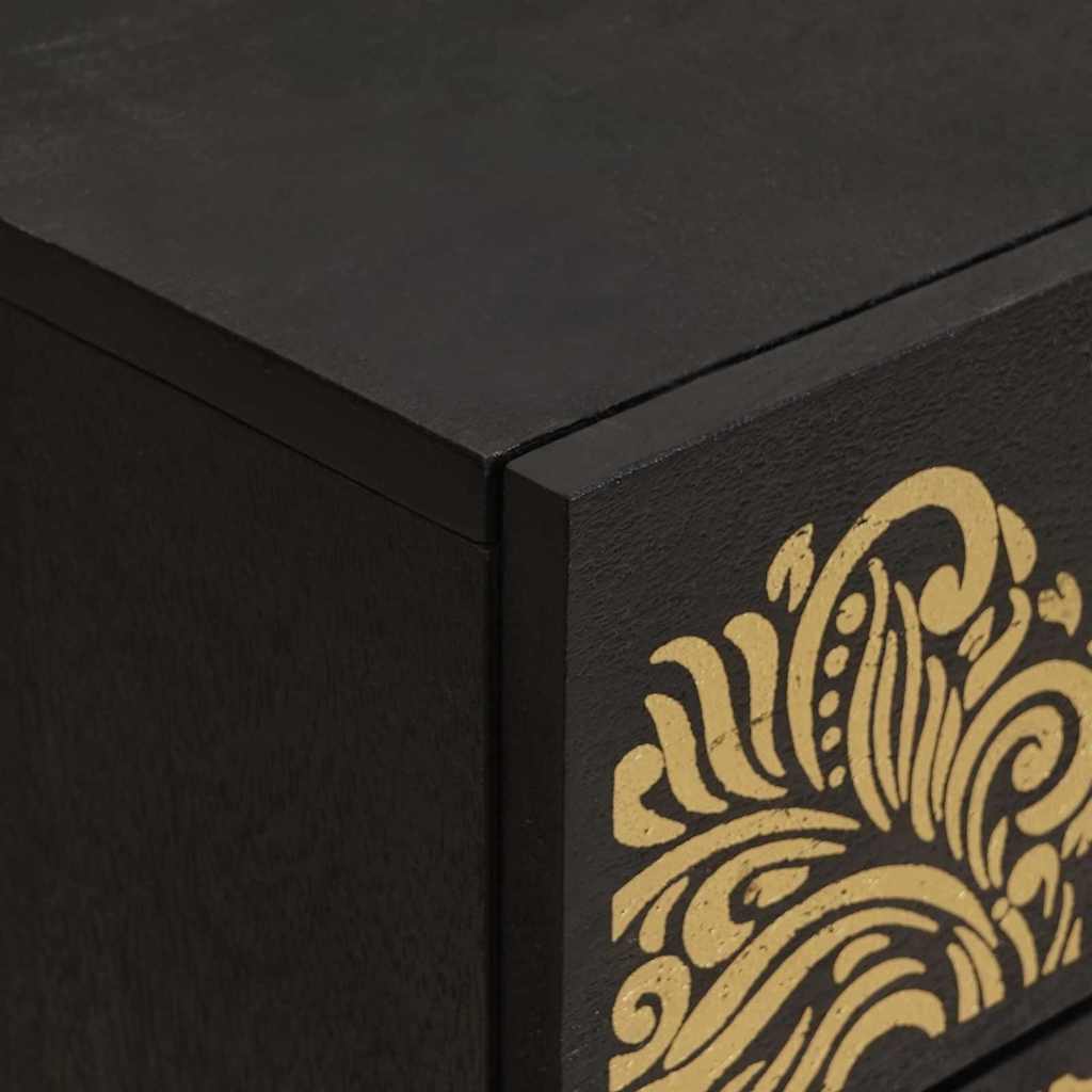 Bedside Cabinet Black 50 x 33 x 60 cm Solid Mango Wood