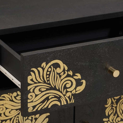 Bedside Cabinet Black 50 x 33 x 60 cm Solid Mango Wood