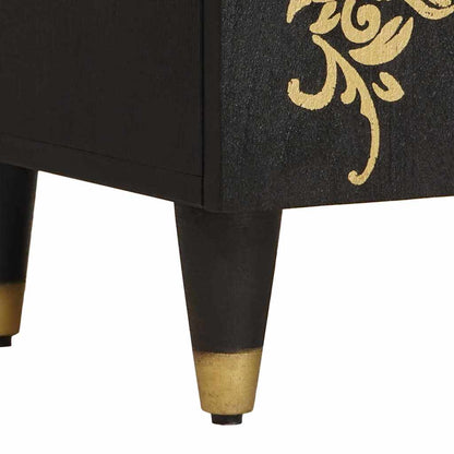 Bedside Cabinet Black 50 x 33 x 60 cm Solid Mango Wood