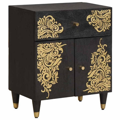 Bedside Cabinet Black 50 x 33 x 60 cm Solid Mango Wood