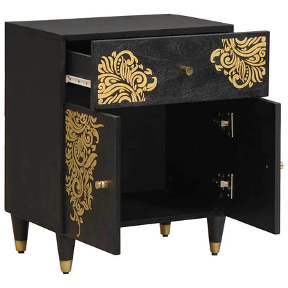 Bedside Cabinet Black 50 x 33 x 60 cm Solid Mango Wood