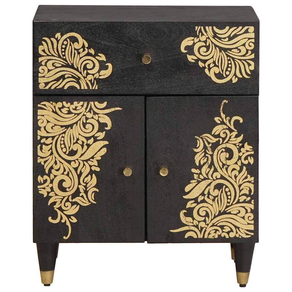 Bedside Cabinet Black 50 x 33 x 60 cm Solid Mango Wood