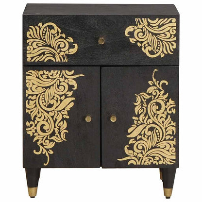 Bedside Cabinet Black 50 x 33 x 60 cm Solid Mango Wood