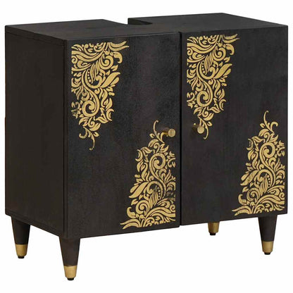 Sink cabinet with Door Black 62 x 33 x 58 cm Solid Mango Wood
