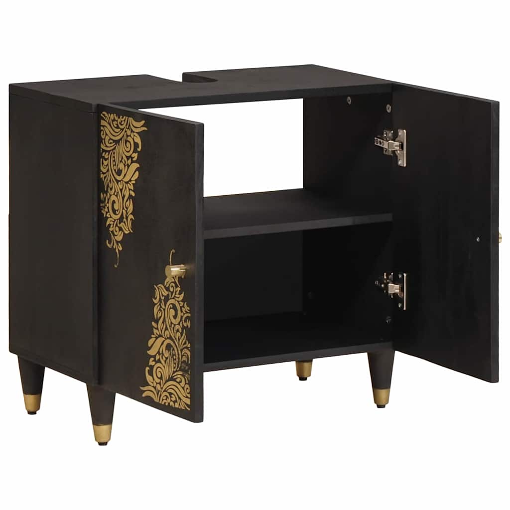 Sink cabinet with Door Black 62 x 33 x 58 cm Solid Mango Wood