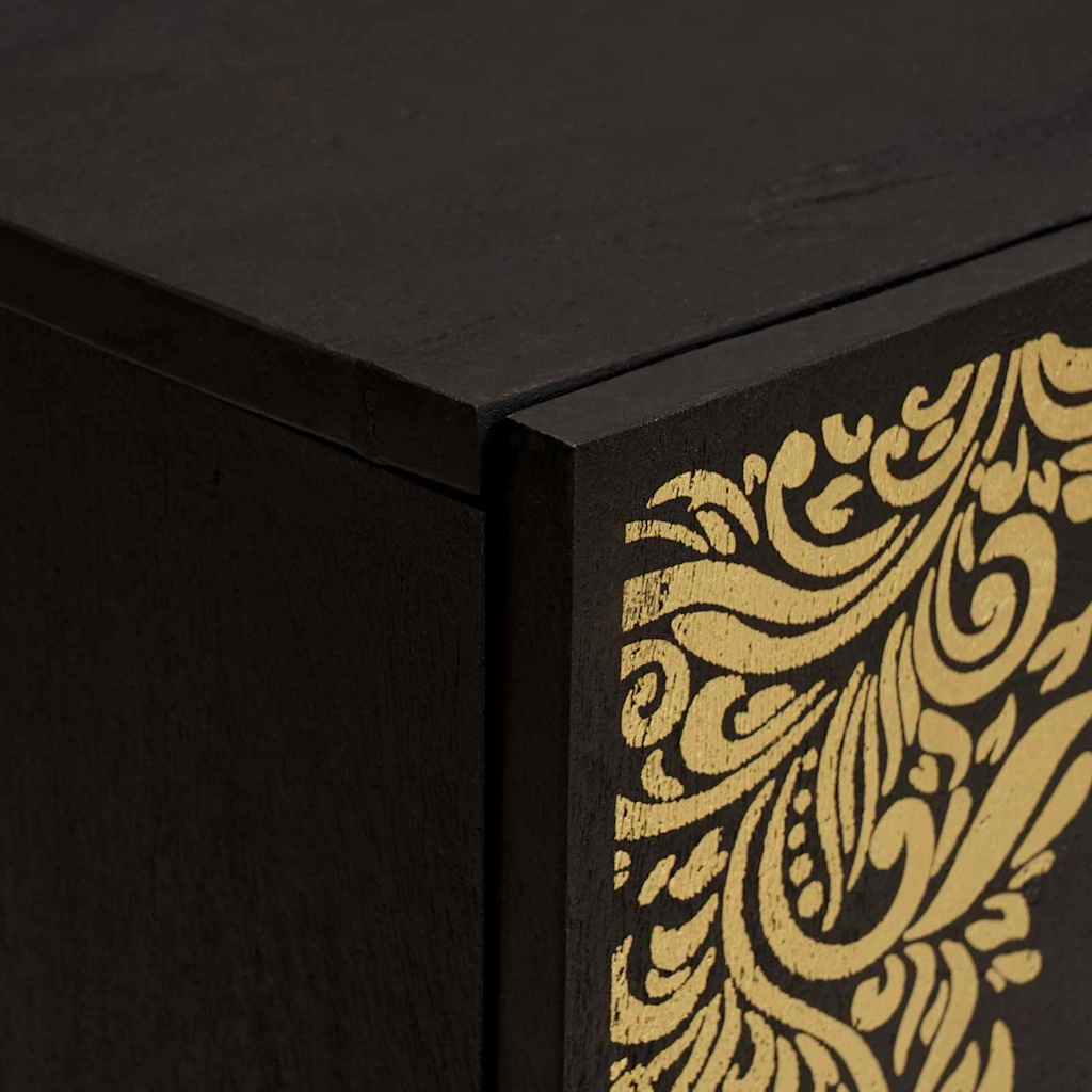 Wall Cabinet with Door Black 38 x 33 x 48 cm Solid Mango Wood